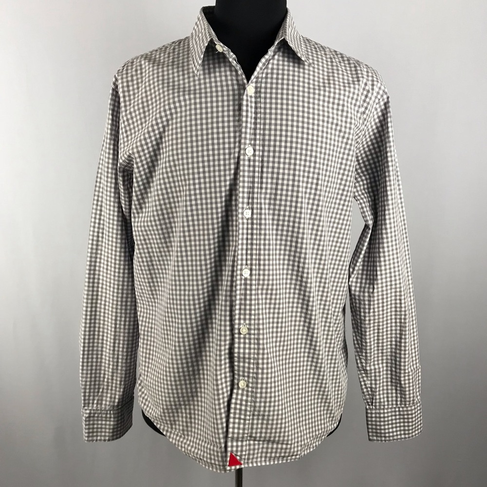 UNTUCKit Men's Gray Checkered Casual Button Down Shirt